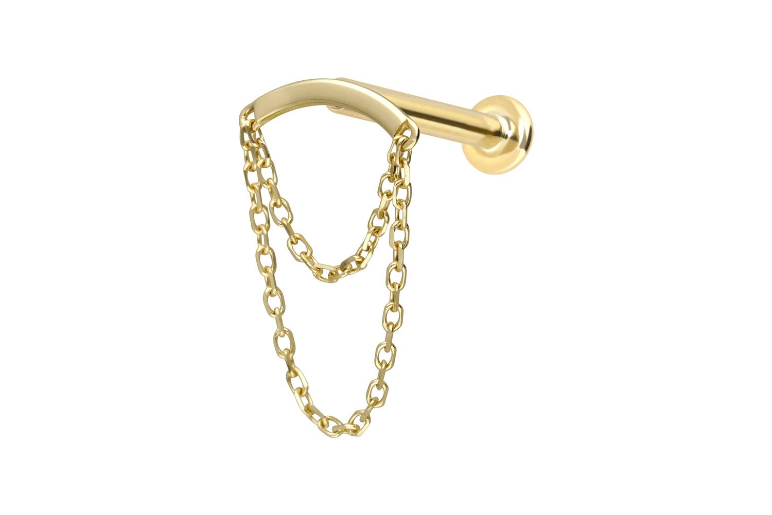 14 Karat Gold Labret Piercing mit Innengewinde BOGEN + 2 KETTEN